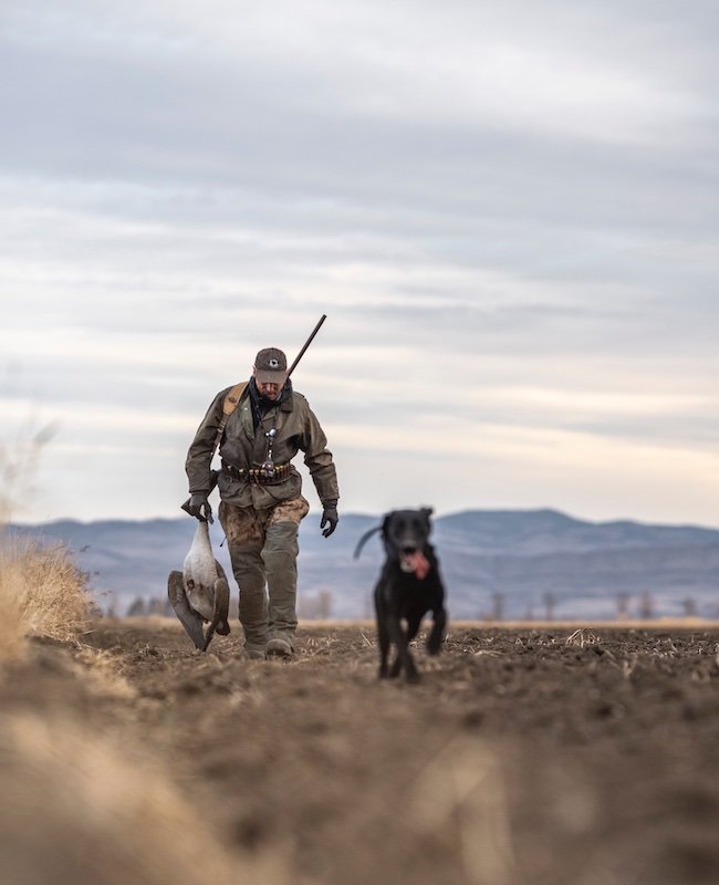 Ramsey Russell and Char return with goose in Montana