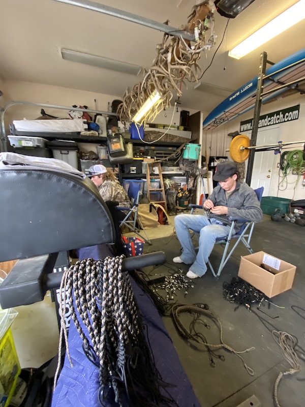 Making Duck Call Lanyards in California