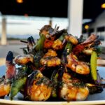 Nayarit Mexico duck hunting trip dinner, shrimp brochettes