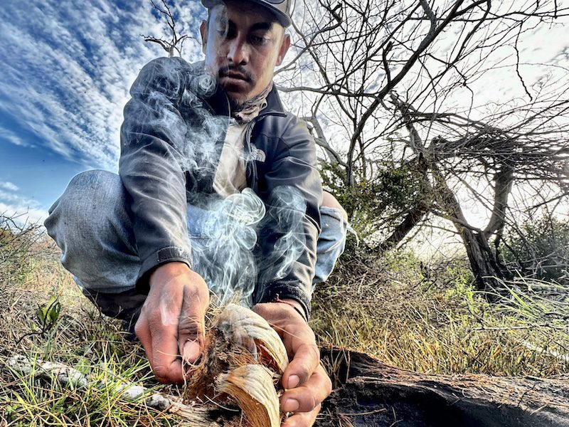 smudge fire while duck hunting in Nayarit Mexico